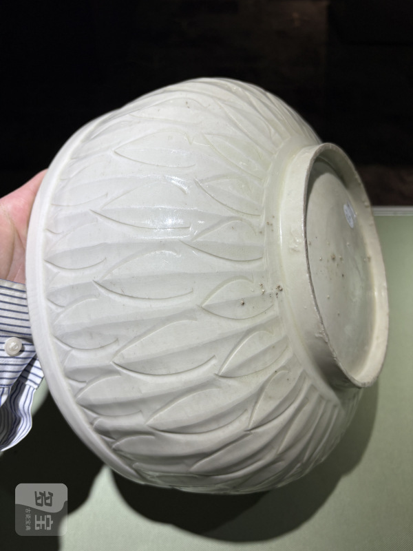 明 白瓷刻划鱼藻纹大钵 - 图8